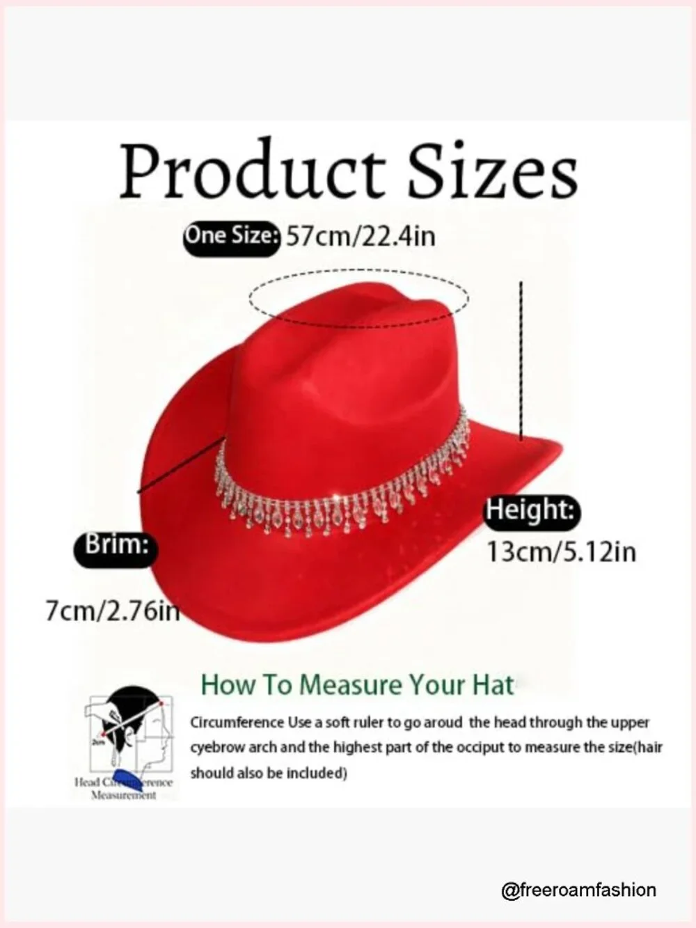 Rhinestone Cowboy Hat with Fringe Trim Wide Brim Cowgirl Hat Bling Diamond Hat